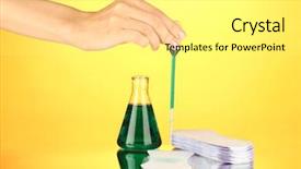  Presentation with testing - Beautiful PPT theme featuring testing sanitary pads for absorbency backdrop and a blonde colored foreground