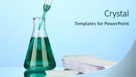 Presentation with testing - Audience pleasing PPT theme consisting of testing sanitary pads for absorbency backdrop and a cool aqua colored foreground