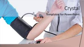  Presentation with blood pressure - Theme consisting of testing services - blood pressure measuring isolated background and a  colored foreground