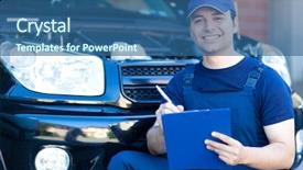  Presentation with testing - Slides with testing services - mechanic writing on a clipboard background and a ocean colored foreground