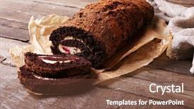  Presentation with roll - Presentation theme featuring testis - chocolate roll with cream background and a tawny brown colored foreground