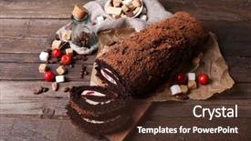  Presentation with berries - Colorful slide set enhanced with testis - chocolate roll with cream backdrop and a tawny brown colored foreground