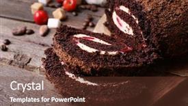  Presentation with roll - Audience pleasing PPT layouts consisting of testis - chocolate roll with cream backdrop and a tawny brown colored foreground