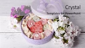  Presentation with sweets - Amazing slides having testis - present box with sweets backdrop and a  colored foreground