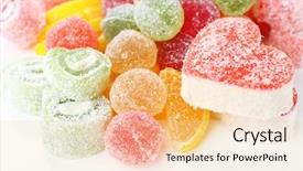  Presentation with jelly - Theme consisting of testis - testy jelly candies close up background and a lemonade colored foreground