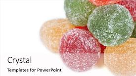 Presentation with jelly - Beautiful presentation theme featuring testis - testy jelly candies isolated backdrop and a white colored foreground