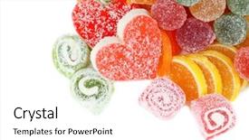  Presentation with jelly - Amazing slide set having testis - testy jelly candies isolated backdrop and a  colored foreground