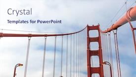  Presentation with bridge construction - Presentation theme consisting of tethers-construction-on-golden-gate background and a sky blue colored foreground