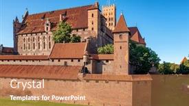  Presentation with summer - Cool new PPT theme with teutonic-castle-in-malbork backdrop and a coral colored foreground