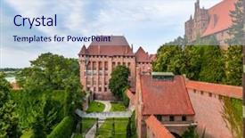  Presentation with region - Presentation featuring teutonic-malbork-castle-in-pomerania background and a sky blue colored foreground