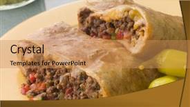  Presentation with salsa guacamole - PPT theme having tex mex - chimichanga with pickled chillies background and a coral colored foreground