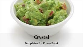  Presentation with dip - Beautiful PPT theme featuring tex mex - guacamole dip in bowl isolated backdrop and a light gray colored foreground