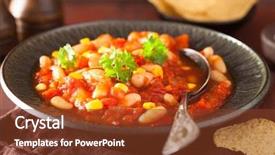  Presentation with veggie - Audience pleasing slide set consisting of tex mex - mexican veggie chilli in plate backdrop and a tawny brown colored foreground