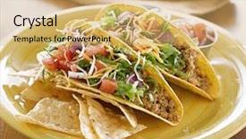  Presentation with mexican food - Slide set enhanced with tex mex - tacos on a platter background and a yellow colored foreground