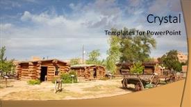 Presentation with arizona flag - Slide set with texas flag - historial outpost of the wild background and a light blue colored foreground