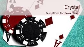  Presentation with aces high card game - Presentation featuring texas hold em - aces high on green table background and a  colored foreground