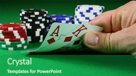  Presentation with set of poker chip - Slide deck featuring texas hold em - big slick - ace king background and a forest green colored foreground