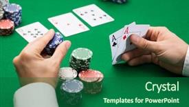  Presentation with poker chips - Beautiful theme featuring texas hold em - casino gambling poker people backdrop and a ocean colored foreground