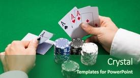  Presentation with poker chips - Audience pleasing slides consisting of texas hold em - casino gambling poker people backdrop and a ocean colored foreground