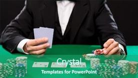  Presentation with gambling - Cool new slide deck with texas hold em - casino gambling poker people backdrop and a ocean colored foreground