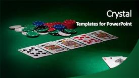  Presentation with texas - Colorful PPT theme enhanced with texas hold em - stack of chips and cards backdrop and a black colored foreground