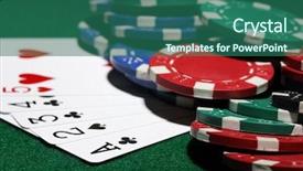  Presentation with texas holdem - Slide set consisting of texas holdem - cards and chips for poker background and a ocean colored foreground