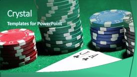  Presentation with texas holdem - Slides having texas holdem - cards and chips for poker background and a ocean colored foreground