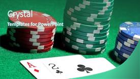  Presentation with set of poker chip - Slide set having texas holdem - cards and chips for poker background and a  colored foreground