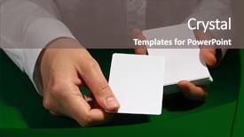  Presentation with green - Beautiful slide deck featuring texas holdem - cards in hands on green backdrop and a  colored foreground