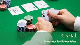  Presentation with texas holdem - Amazing PPT theme having texas holdem - casino gambling poker people backdrop and a ocean colored foreground