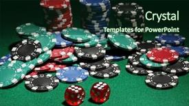  Presentation with texas holdem - Slide deck consisting of texas holdem - dices and chips for poker background and a wine colored foreground