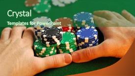  Presentation with texas holdem - Audience pleasing presentation theme consisting of texas holdem - poker player going all backdrop and a forest green colored foreground