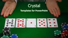  Presentation with texas holdem - Cool new PPT theme with texas holdem - poker setting on green table backdrop and a forest green colored foreground