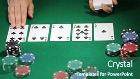  Presentation with texas holdem - PPT theme having texas holdem - poker setting on green table background and a ocean colored foreground