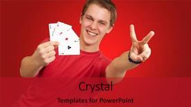  Presentation with texas holdem - Cool new presentation design with texas holdem - portrait of young man doing backdrop and a  colored foreground