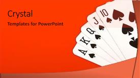  Presentation with poker - Beautiful presentation theme featuring texas holdem - royal flush poker hand set backdrop and a dark gray colored foreground