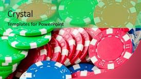  Presentation with wine retail case stack - Beautiful PPT theme featuring texas holdem - stack of various casino chips backdrop and a seafoam green colored foreground