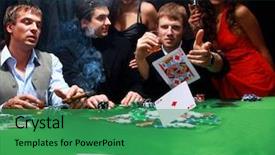  Presentation with texas holdem - Theme with texas holdem - stylish man in black suit background and a ocean colored foreground