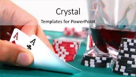  Presentation with texas holdem - Presentation theme having texas holdem - two aces a hand is background and a sky blue colored foreground
