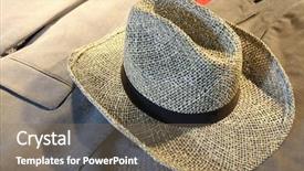  Presentation with straw - Audience pleasing PPT layouts consisting of texas law - straw hat and suit backdrop and a violet colored foreground