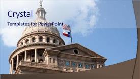  Presentation with texas state flag - Colorful presentation enhanced with texas state capitol building backdrop and a sky blue colored foreground