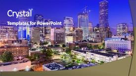  Presentation with houston - Colorful slides enhanced with texas usa downtown city skyline backdrop and a royal blue colored foreground