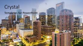 Presentation with houston - PPT layouts featuring texas usa downtown city skyline background and a light blue colored foreground