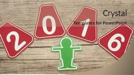  Presentation with 2018 goals text on white - PPT theme featuring text 2016 on old wood background and a  colored foreground