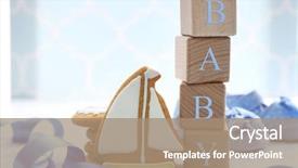  Presentation with baby shower - Cool new PPT theme with text and decorated cookie baby backdrop and a coral colored foreground