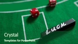  Presentation with blackjack - Beautiful PPT theme featuring text and red dice backdrop and a forest green colored foreground