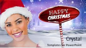  Presentation with christmas music for text - Slide set featuring text and santa wooden signpost background and a lemonade colored foreground