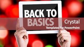  Presentation with tablet - PPT theme with text back to basics background and a red colored foreground