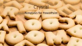  Presentation with biscuit - Cool new slide set with text biscuit over the wooden table backdrop and a yellow colored foreground