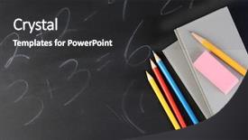  Presentation with colored pencils - Audience pleasing slides consisting of text books with colored pencils backdrop and a dark gray colored foreground